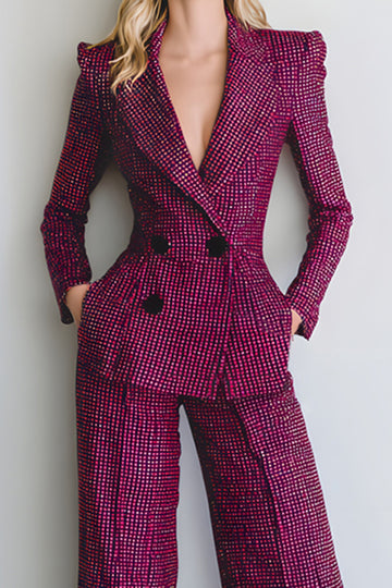 Fuchsia Peak Lapel 2-Piece Slim Fit Women Suits